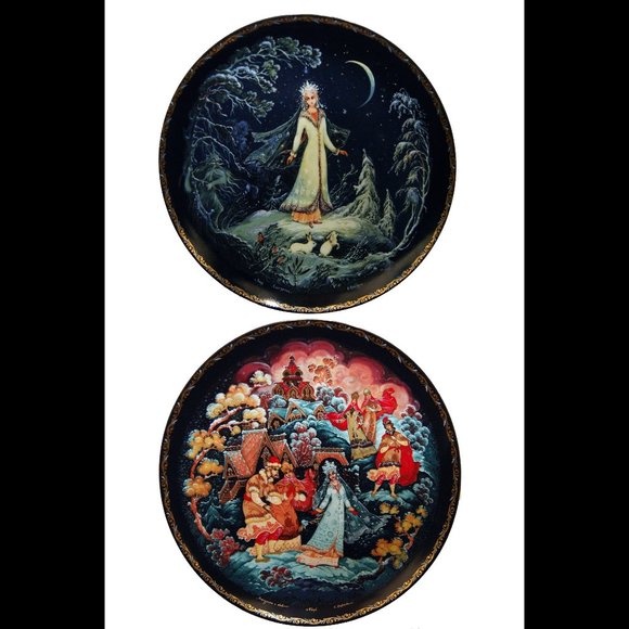 Vintage The Bradford Exchange Legend of the Snow Maiden 2 Plates Set - Picture 1 of 5